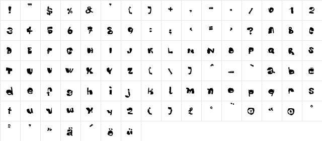 Dippex Regular  glyph index