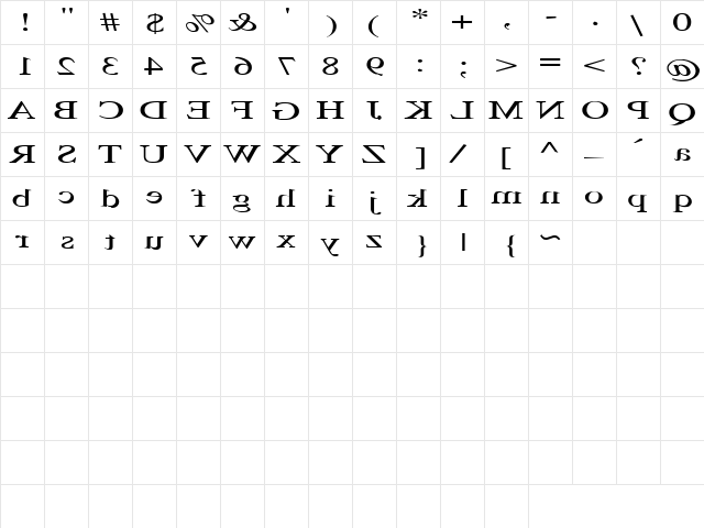 Chain 2 Regular  glyph index