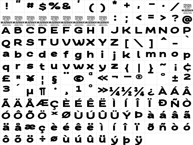 Quache Heavy Extra Expanded  glyph index