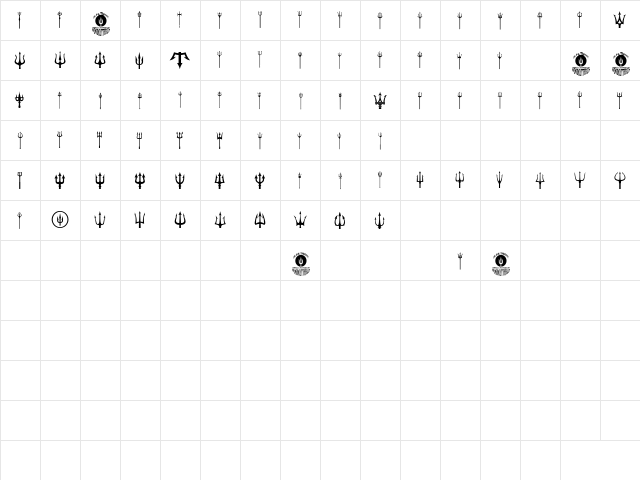 Black Trident Regular  glyph index