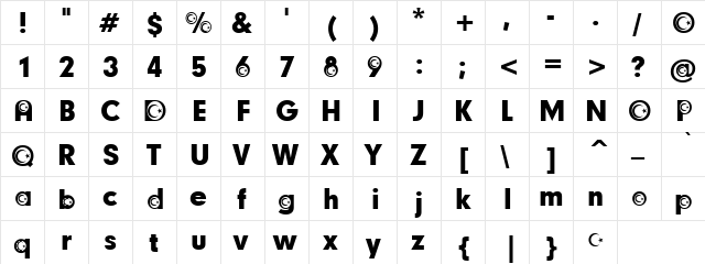 Rab Regular  glyph index