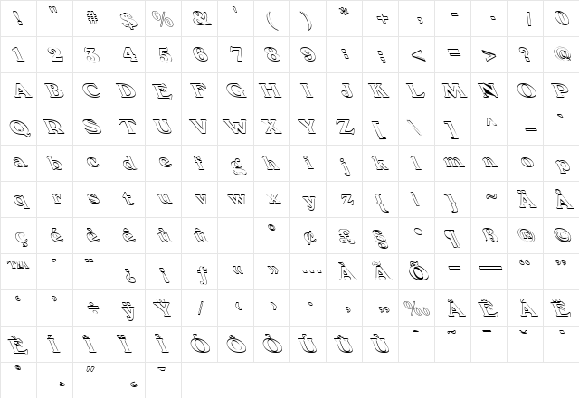 FZ ROMAN 12 HOLLOW  LEFTY  (o  glyph index