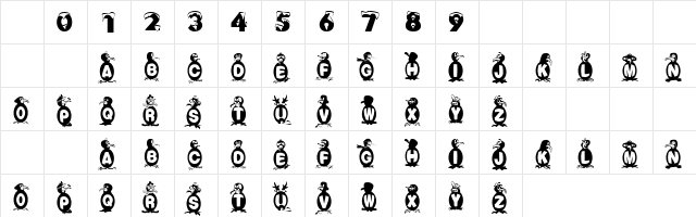 Penguin Family Regular  glyph index