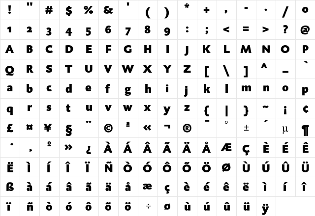 DTLCaspariST Black  glyph index