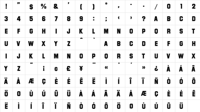 Superstar .. Plain  glyph index