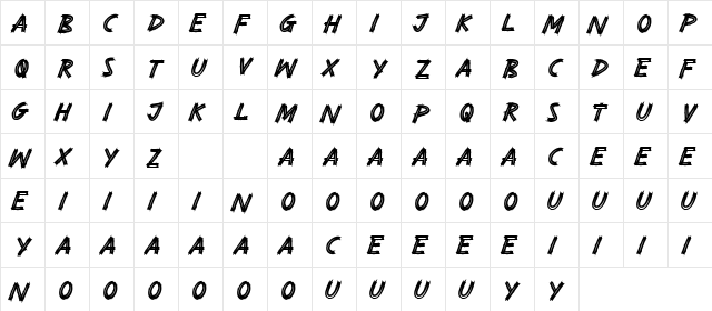 Ruderup Demo Regular  glyph index