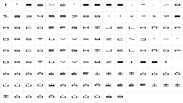 Dark Empire Regular  glyph index