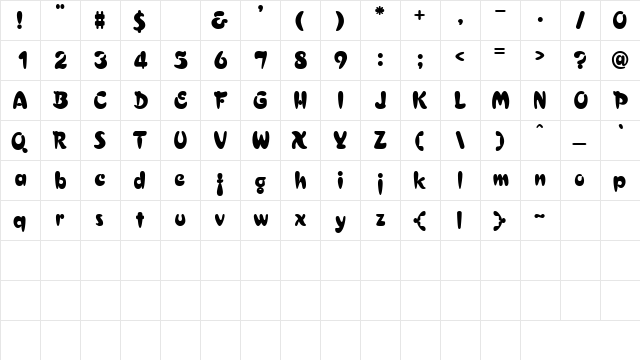 AveralSSK Regular  glyph index