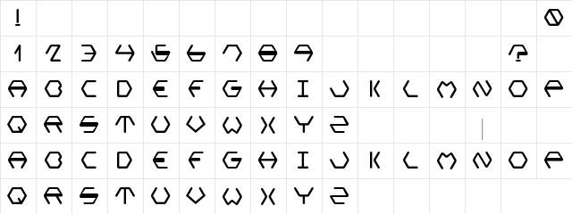 Hexagon Regular  glyph index