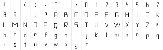 New Regular  glyph index