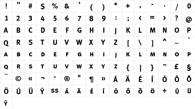 MetaBoldCELF Italic  glyph index