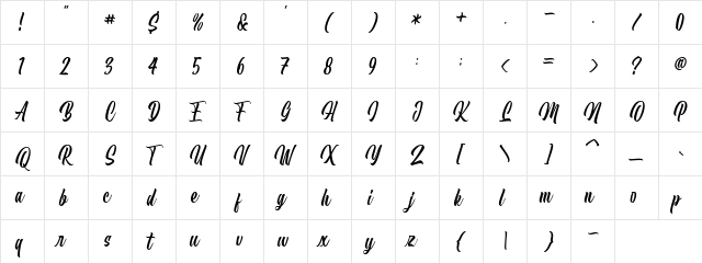 Heykido Regular  glyph index
