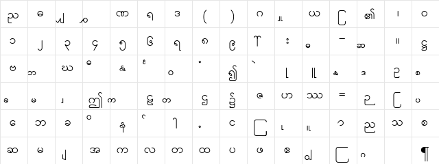 CE Classic True Type Regular  glyph index