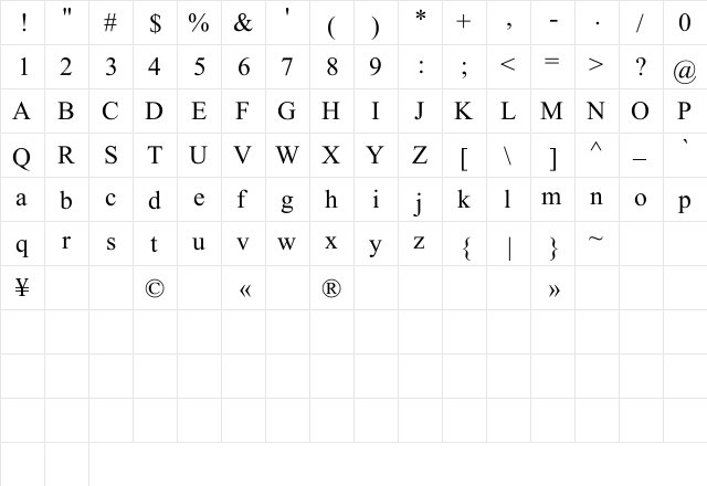 UKIJ Basma Regular  glyph index