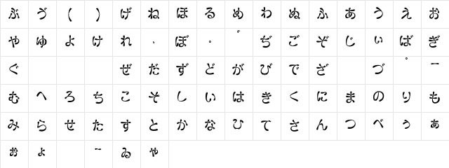 Ballon HKF Regular  glyph index