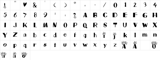 Beam Regular  glyph index