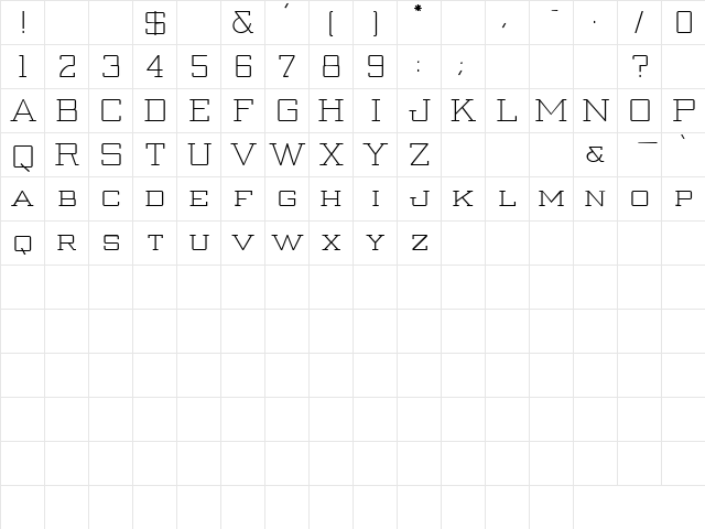 Urgency 3 Regular  glyph index