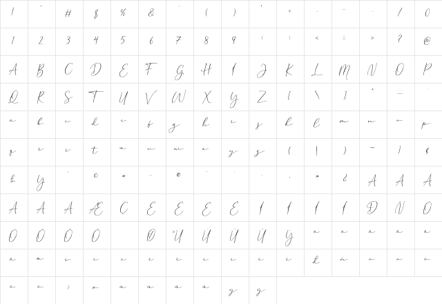 Cherolina Regular  glyph index