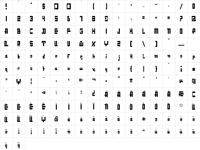 Dahgir RoundCondensed  glyph index