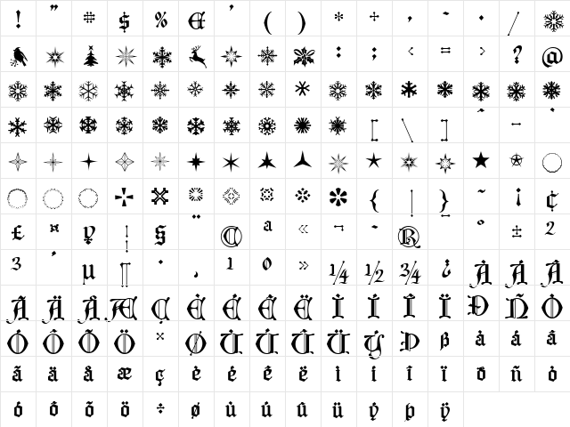 Santa Claus Deco PERSONAL USE Regular  glyph index