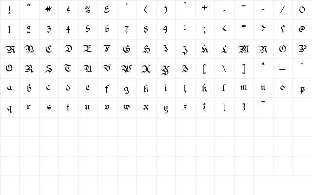 Ladida Normal  glyph index