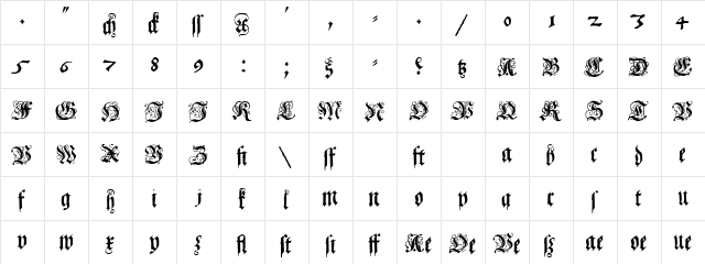Coelnisch Current Fraktur Regular  glyph index