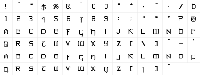 Warlords Normal  glyph index