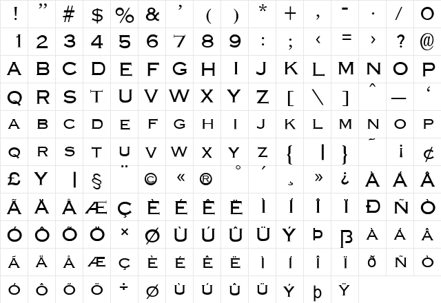 FZ ROMAN 13 Light  glyph index