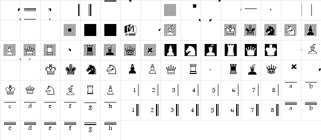 Chess Adventurer Regular  glyph index