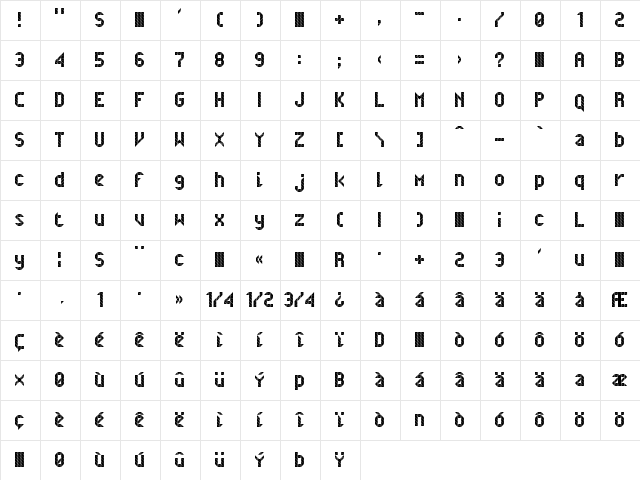 Belfast Regular  glyph index