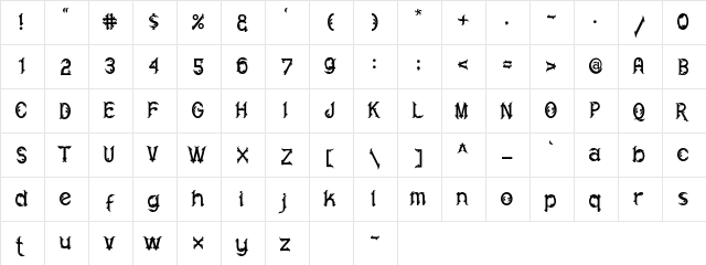 Roster Regular  glyph index