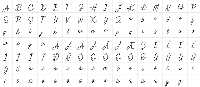 Kaylland Regular  glyph index