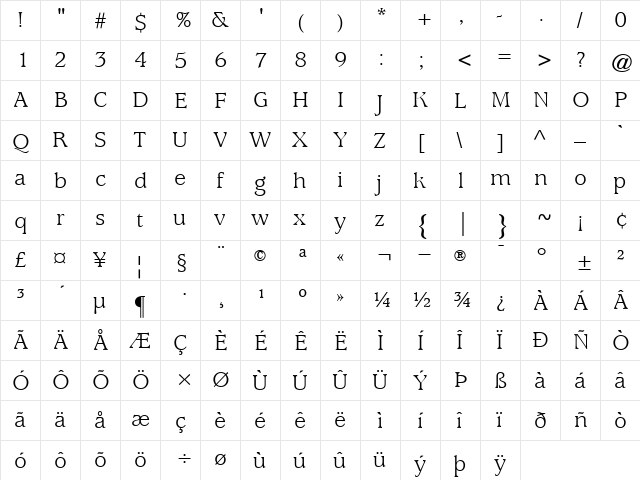 ITCUsherwood-Book Book  glyph index