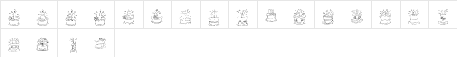 KR Birthday Cake! Dings Regular  glyph index