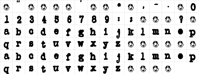 TypeOMatic Regular  glyph index