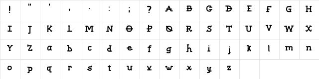 Kray Regular  glyph index