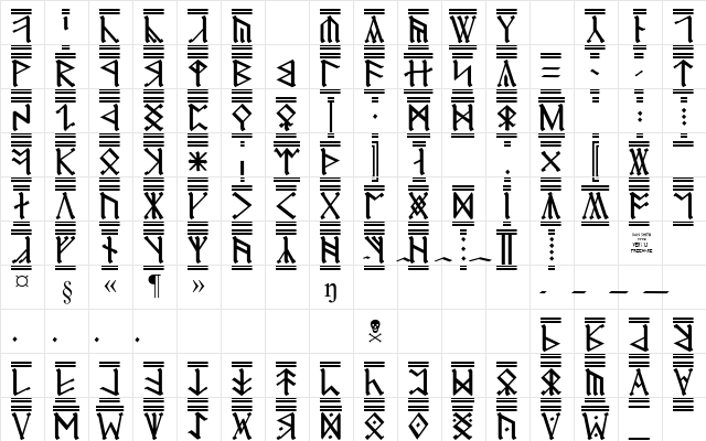 Cirth Erebor-2 Regular  glyph index