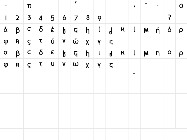 Grecian Formula Regular  glyph index