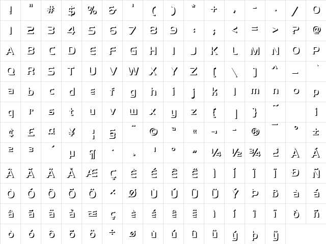 HandelGotOnlShaDMed Regular  glyph index