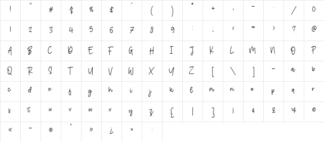 Goldie Dreambox Regular  glyph index