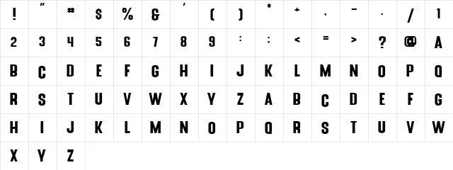 Blue Fonte Sans Regular  glyph index