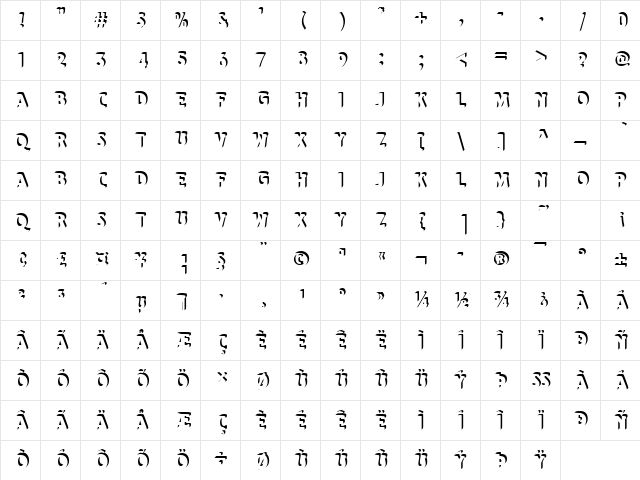 EitokuOnlShaD Regular  glyph index