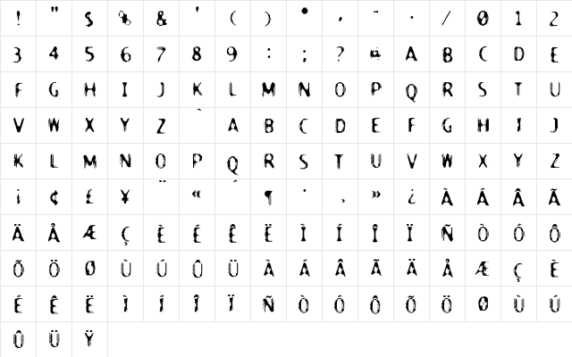 ReactorFB Regular  glyph index