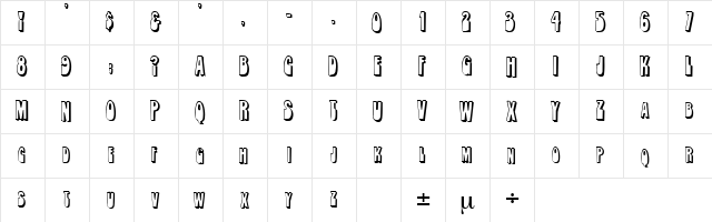 Orbit Shadow Regular  glyph index