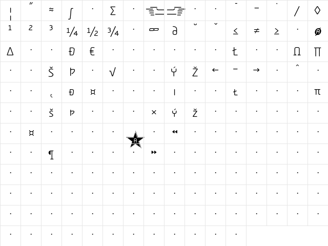 Alega-LightSmallCapsExpert Regular  glyph index