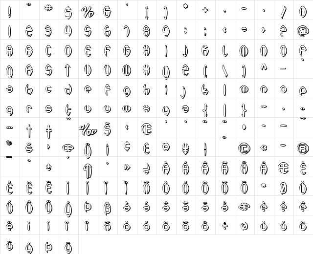 SF Synthonic Pop Shaded Regular  glyph index
