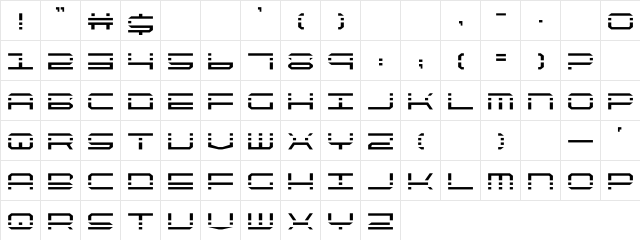 QuickQuick Regular  glyph index