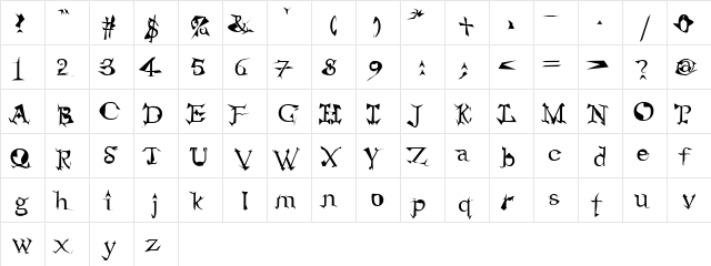 Alien MC Creative  glyph index