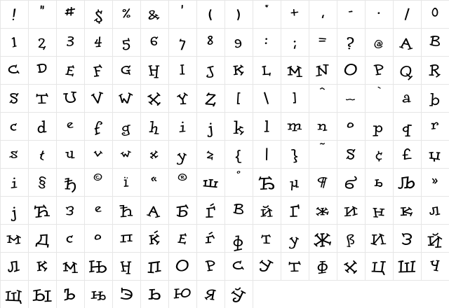 DoloresCyr Bold  glyph index