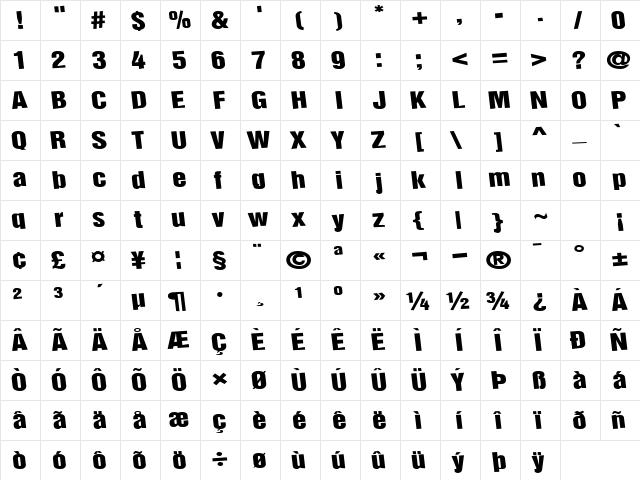 Childs Regular  glyph index